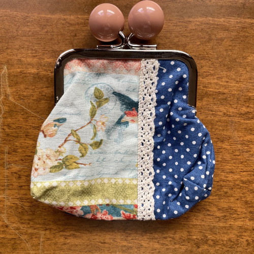Women's wallet handmade new blue and white