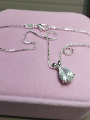 Silver chain 925 with teardrop pendant new