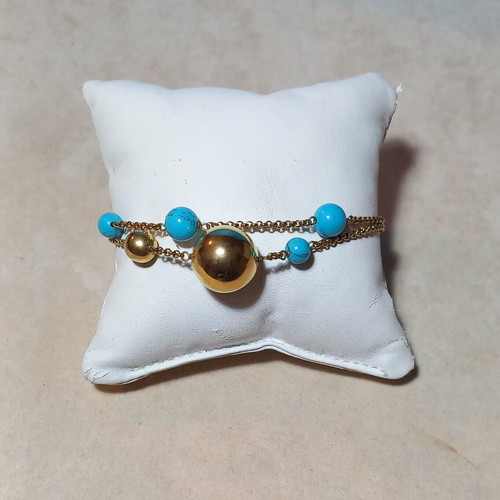 Oxette silver gold-plated bracelet with turquoise stones new