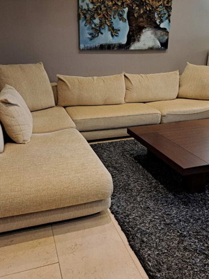 Corner sofa used, beige, high quality, comfortable