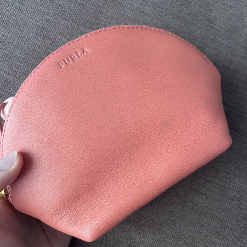 Furla small leather wrist bag, coral pink