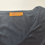 Black thin knit women's sweater with V-neck and long sleeves