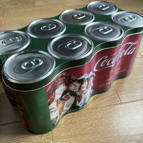 Coca-Cola Collectible Metal Tin Like New, Retro Design for 8 Cans