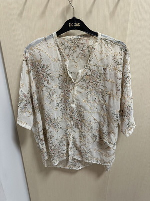 Floral shirt semi-transparent beige like new, loose fit