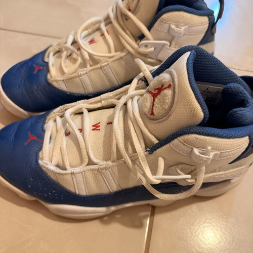 Jordan 6 Rings athletic shoes, size 41, white and blue
