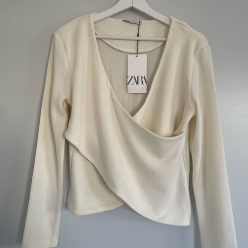 Zara wrap top new, size M, cream color