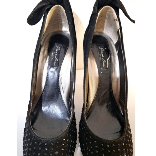 Peep Toe Suede Shoes with Strass used, size 39, black