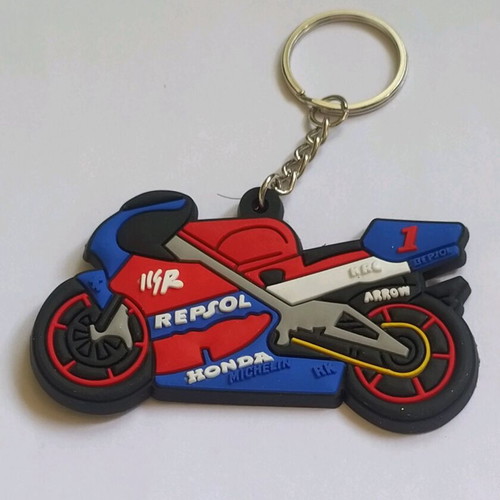 Honda keychain motorcycle made of rubber new, multicolor