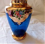  βάζο bohemian 21×16 εκατ.ζωγραφική στο χέρι με 24καράτια χρυσο με λουλούδια πολύ παλαιό
