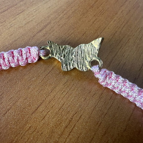 Macrame bracelet with butterfly and evil eye like new, pink