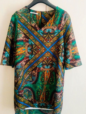 Biancoghiaccio paisley-print kaftan dress boho chic, like new, size M