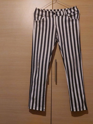 Striped black and white pants medium used with fitted cut