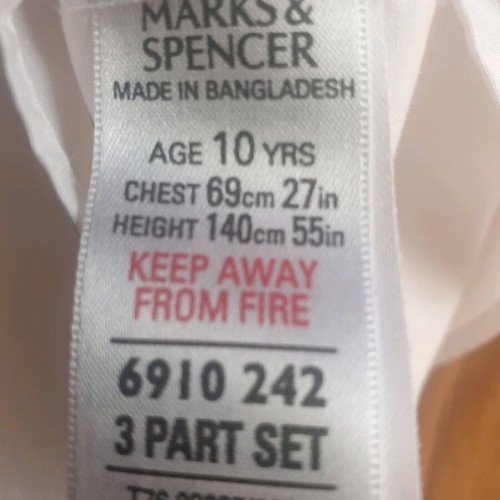 Marks & Spencer White Short Sleeve Shirt Like New For 9-10 Years
