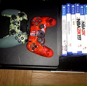 Playstation 4 κονσόλα με παιχνίδια, κοντρόλερς και δώρο μία οθόνη
