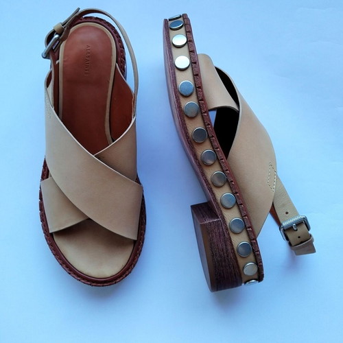 Allsaints Ruse leather cross sandals, light brown, size 39
