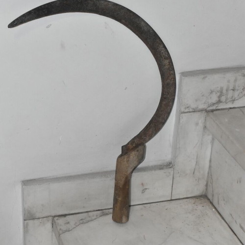 Handmade Sickle with Wooden Handle used, traditional farming tool