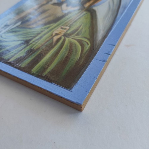 Handmade icon Saint John the Baptist egg tempera on plywood