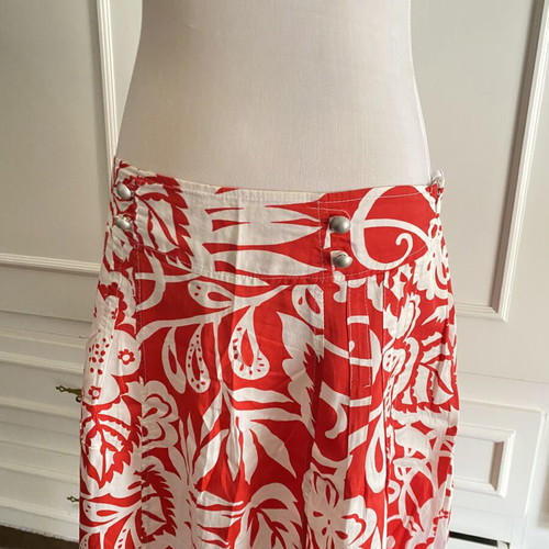 Jelo summer midi skirt floral pattern red and white size L