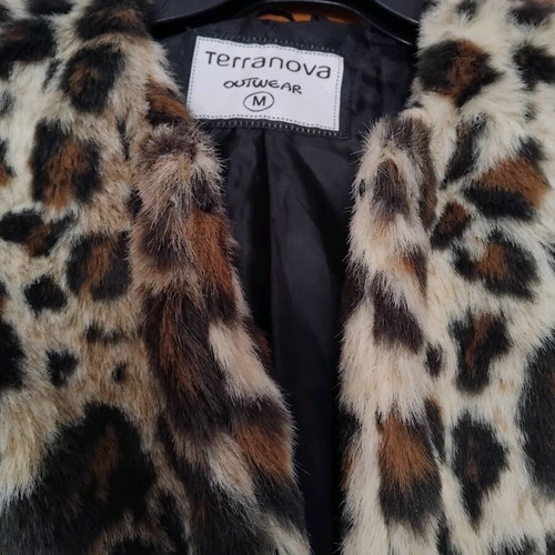 Leopard fur jacket Terranova new, beige brown