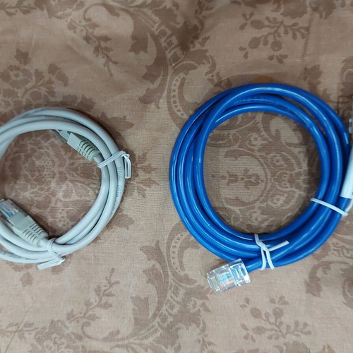 Network cables new, set of 2, UTP LAN, white and blue