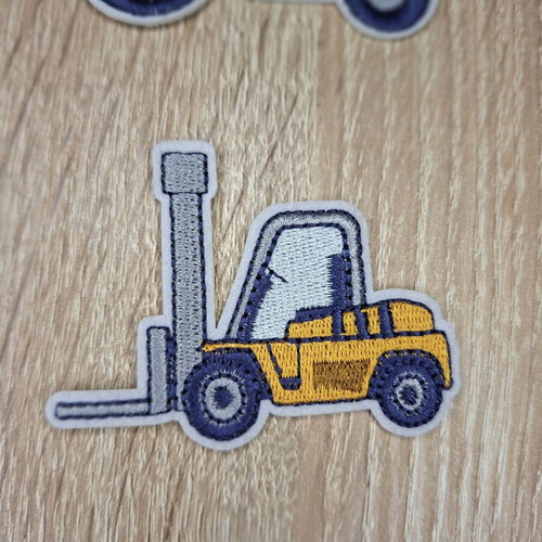 Embroidered iron-on patches with construction vehicles, set of 7, new