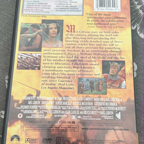 Braveheart DVD used, Mel Gibson widescreen collection