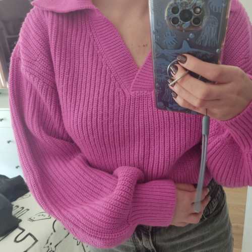 Zara pink balloon sleeve crop sweater like new