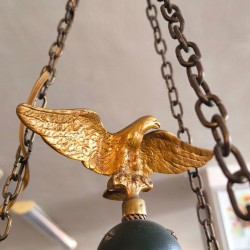 Empire style vintage bronze chandelier like new, 6 arms, 1920s