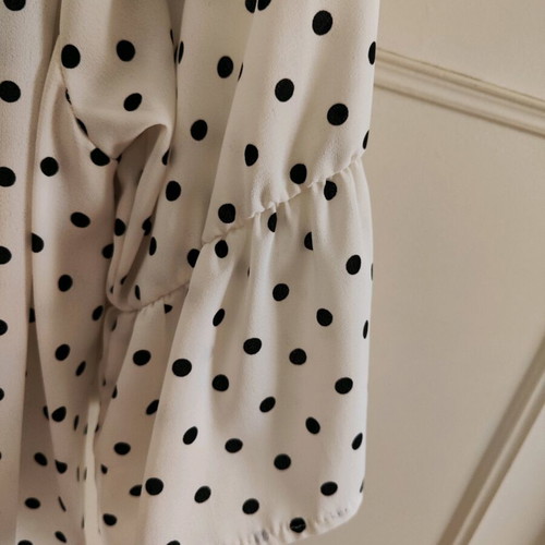 Honey polka dot blouse dress like new, sizes Small to 4XL, black-white
