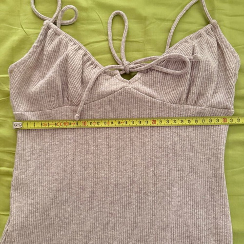 Bershka mini dress beige with adjustable bust cord, size S