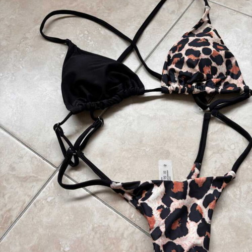 Shein swimsuit new, black and brown, string back, size L