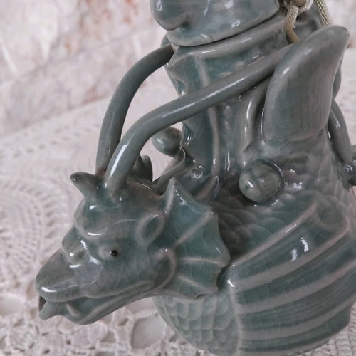 Korean Seladon Teapot with Dragon Design like new
