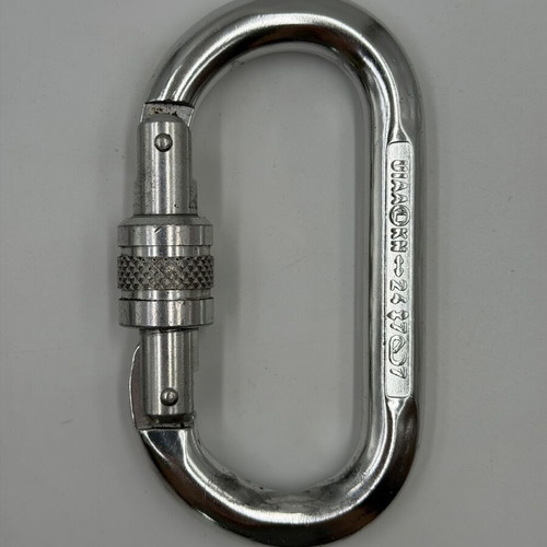 Camp Italy climbing carabiner used, silver, screw-lock