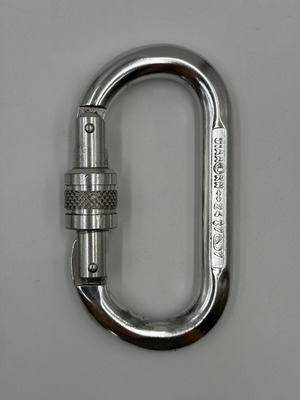 Camp Italy climbing carabiner used, silver, screw-lock