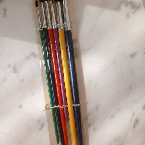 School paintbrushes new, set of 6 with synthetic hair