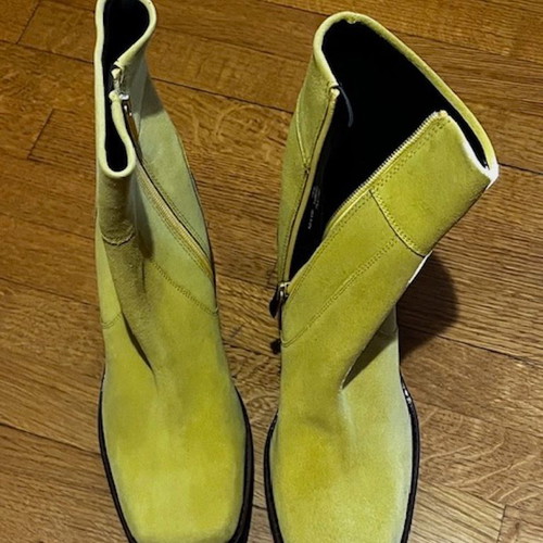 ASOS leather suede ankle boots new, size 39, yellow with chunky heel