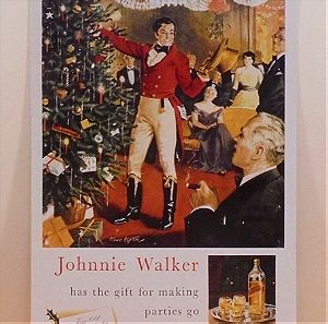 Johnnie Walker scotch whisky παλιά διαφημιστική Χριστουγεννιάτικη μεταλλική πινακίδα.