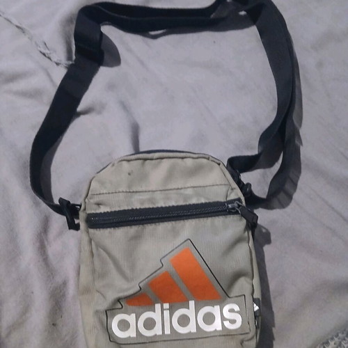 Adidas mini shoulder bag used, white and grey