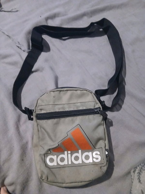 Adidas mini shoulder bag used, white and grey