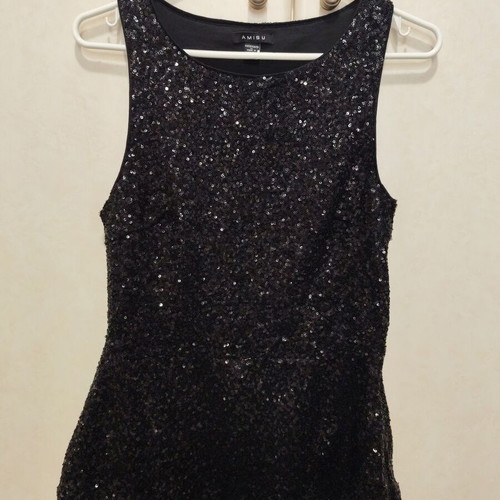 Amisu peplum blouse black with sequins like new, size S