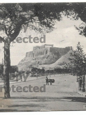 Postcard used 1905 Athens Acropolis from Columns of Olympian Zeus