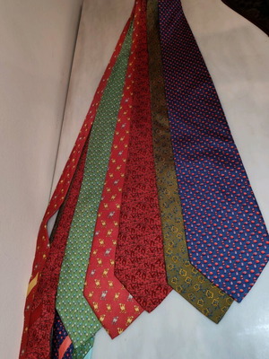 Salvatore Ferragamo men's classic ties used, pack of 5