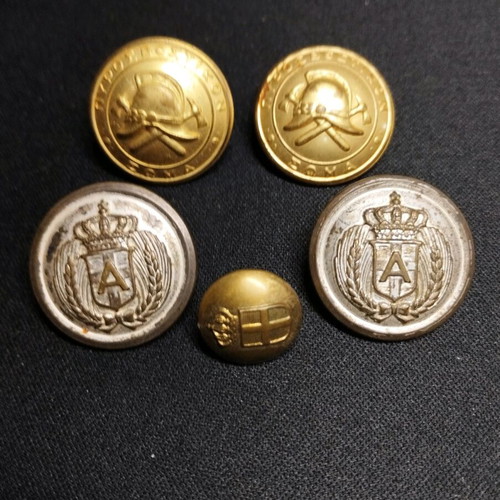 Collectible uniform buttons used, Agronomia, fire brigade, Hellenic Army 60s