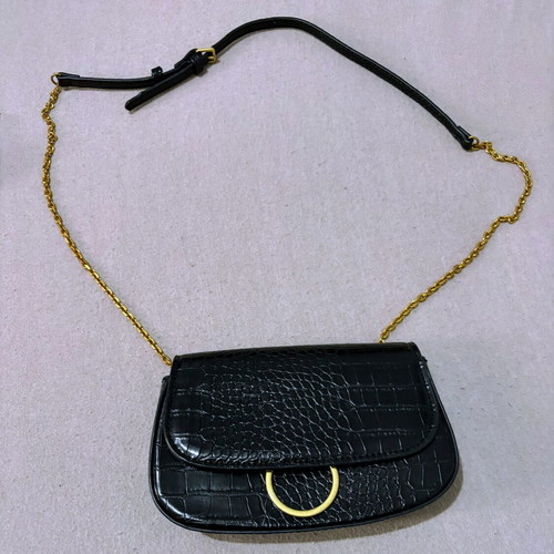 Mango shoulder bag like new, black faux leather with gold details