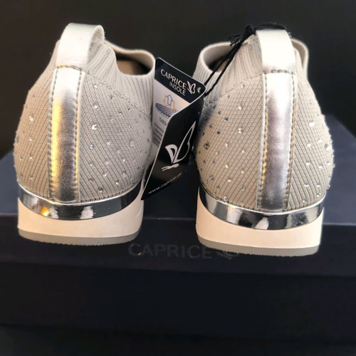 Caprice women's anatomical sneakers with rhinestones new size 37 gray silver