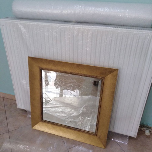 Mirror with matte gold frame 80x80 used, bijou crystal