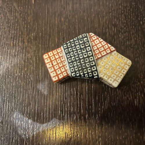 Japanese ceramic mini jewelry box antique used