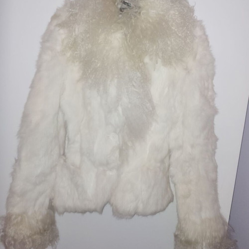 Beige mid-length Lynne fur jacket size small like new