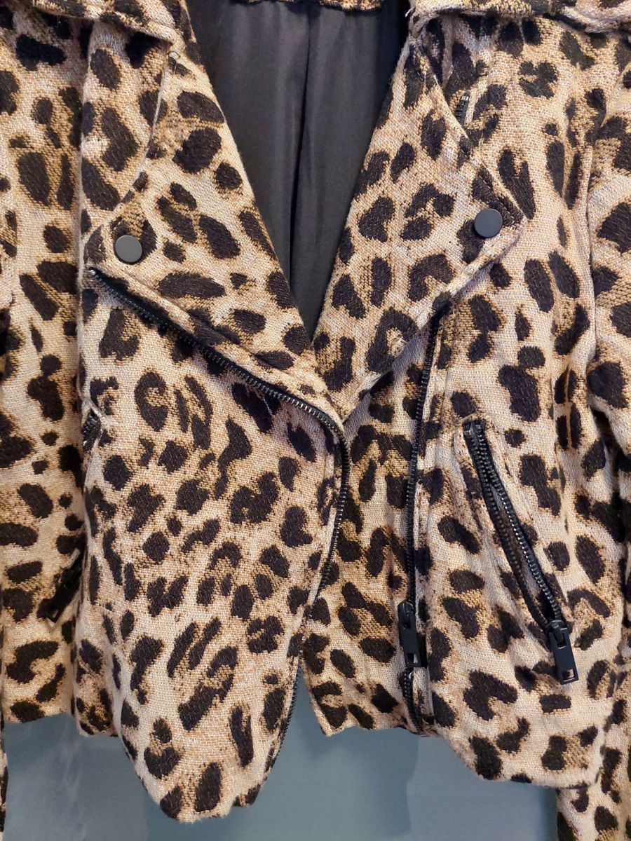 Leopard print biker jacket h&m best sale