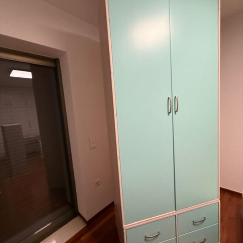 Wardrobe with drawers, bed with mattress, storage, lift-up desk, bookshelf